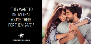 Man and woman hugging with quote about Taurus men