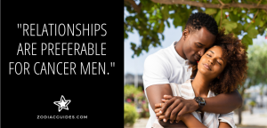 man hugging a woman under a tree with a quote about cancer men in relationships