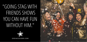 four women at a new year's eve party with a quote about making a cancer man jealous