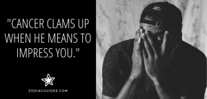 man peeping through his fingers with a quote about shy cancer men