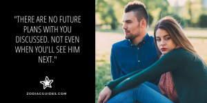 man ignoring woman on a date with a quote about pisces man not talking about the future with you